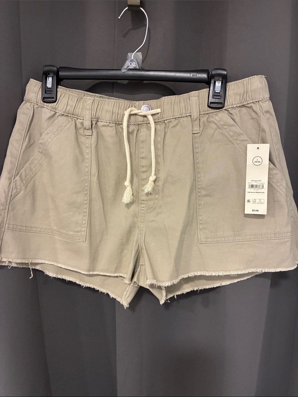 No Boundaries Beige High-Waist Drawstring Shorts